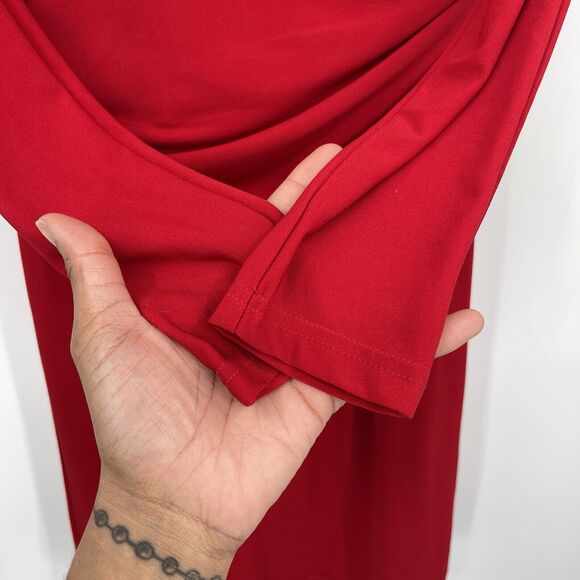 Boston Proper Womens Dress Size XSmall Red Long Sleeve Ruched Stretch Bodycon - Picture 4 of 10